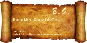 Beretka Osszián névjegykártya